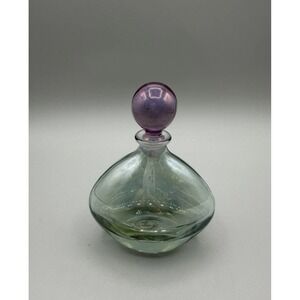 Elegant Cristallerie Italy Pink And Green Iridescent Perfume Bottle